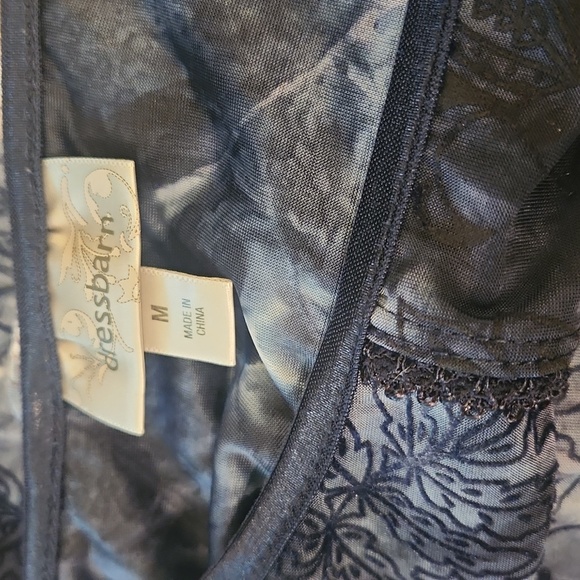 Dressbarn Navy/White Paisley Print 3/4 Sleeve Top - Size Medium - Picture 9 of 11